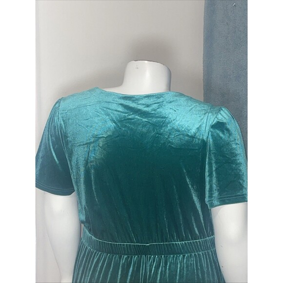 Terra & Sky Dress Womens 3X Velvet Green Midi Stretch Plus Size Holiday Classic - Picture 10 of 11